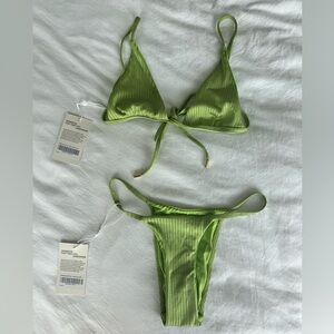 Monday Swimwear NEW WITH TAG Barbados Top & Bottom in Pear Wode Rib Size P